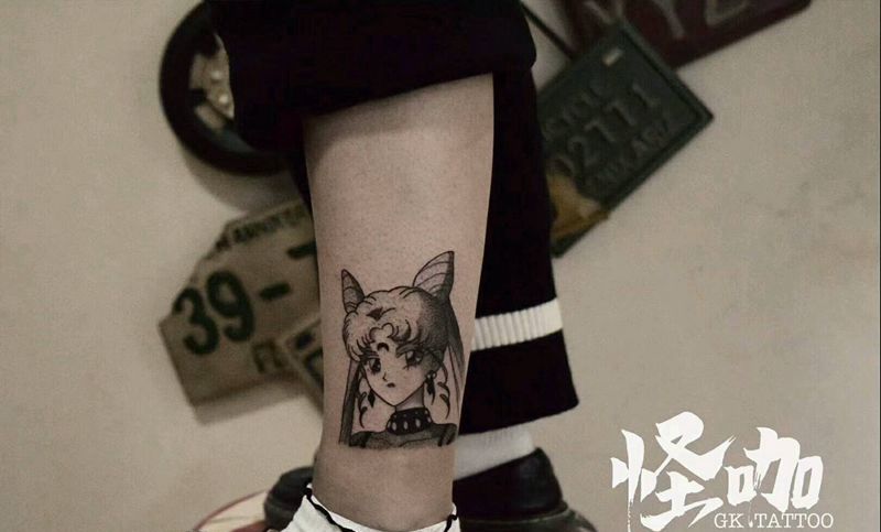 小樱纹身图片_腿部纹身图案