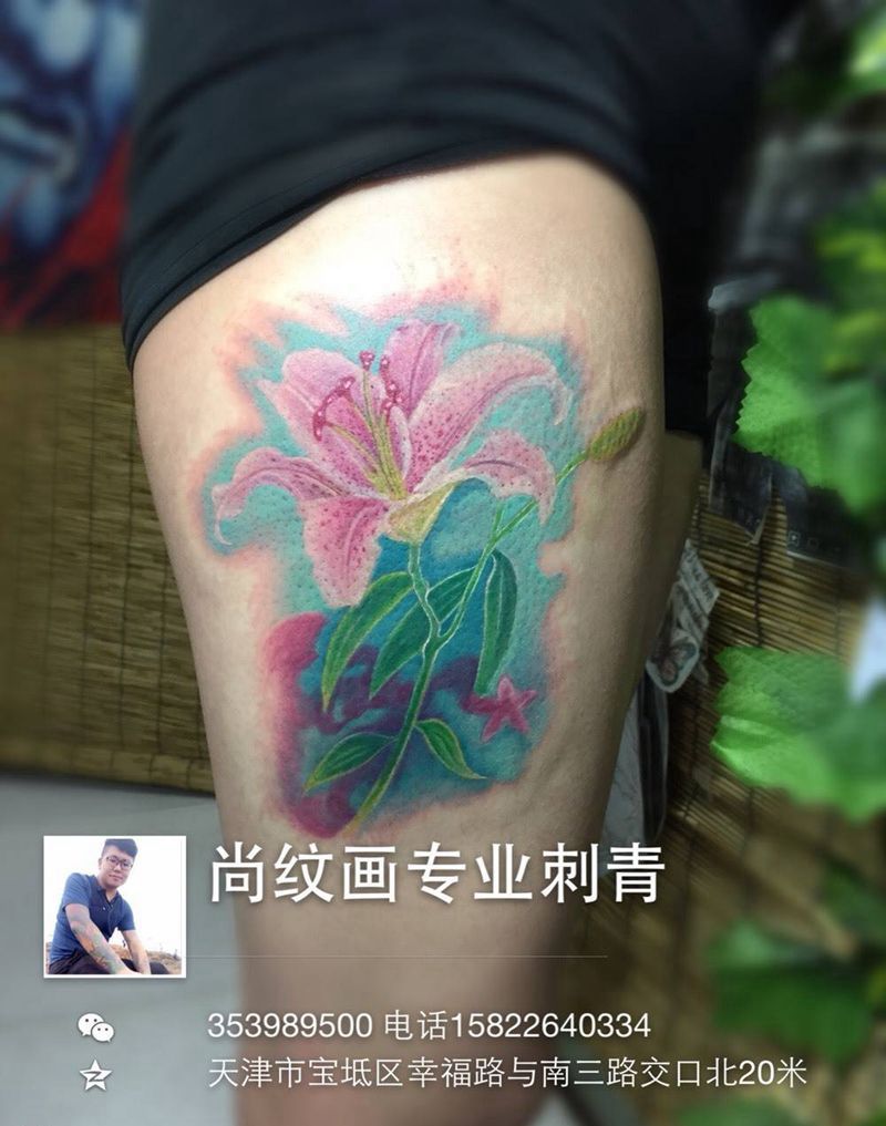 百合花纹身图片_