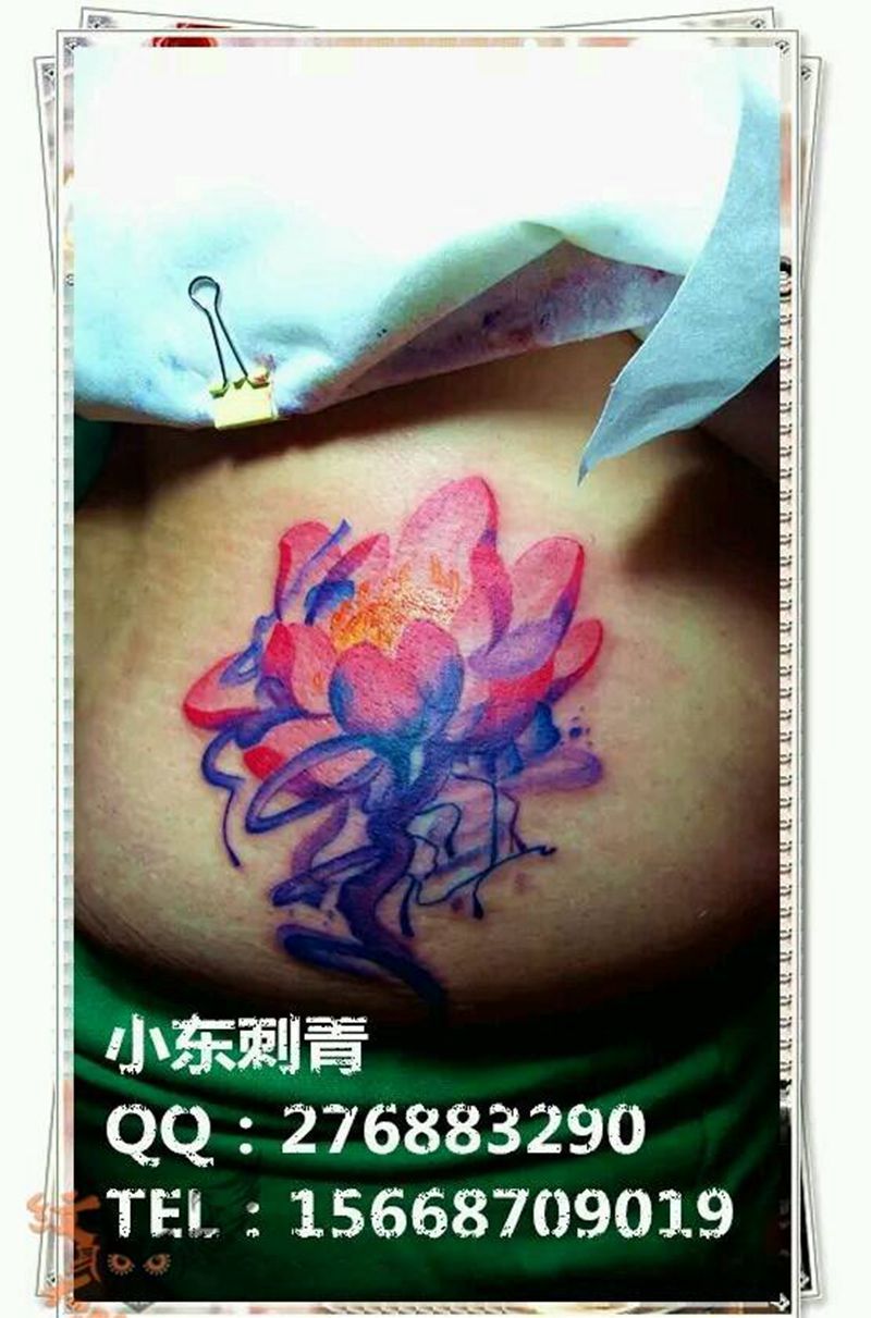 荷花纹身纹身图片_