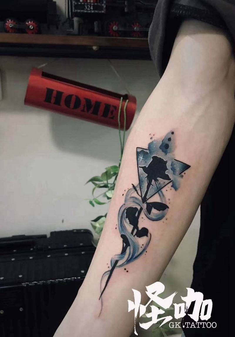 水彩蛇纹身图片_手臂水彩纹身图案