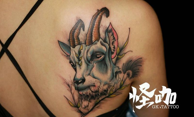 羊头纹身图片_