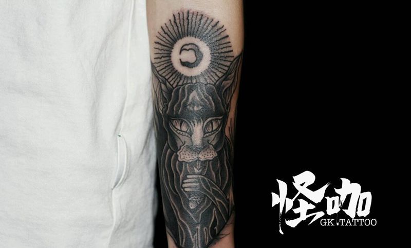 暗黑猫纹身图片_