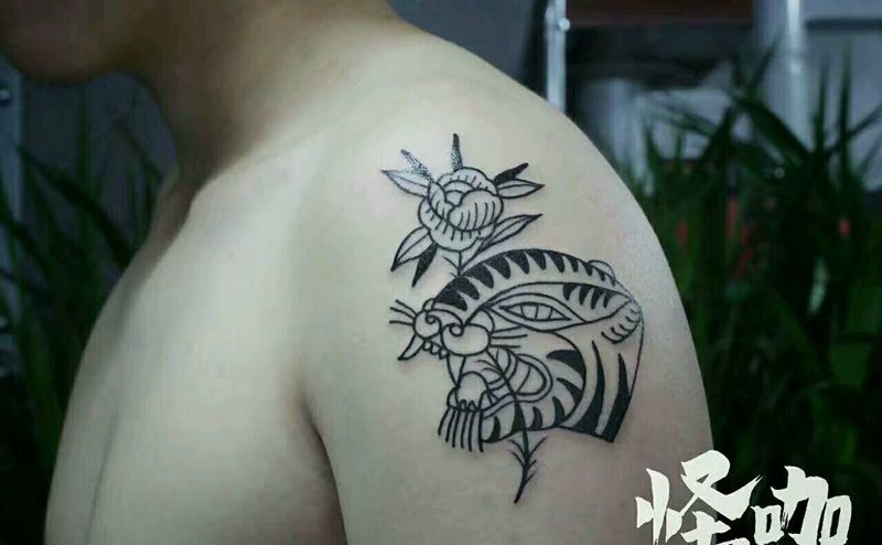 oldschool纹身图片_手臂欧美动物原创成品纹身图案