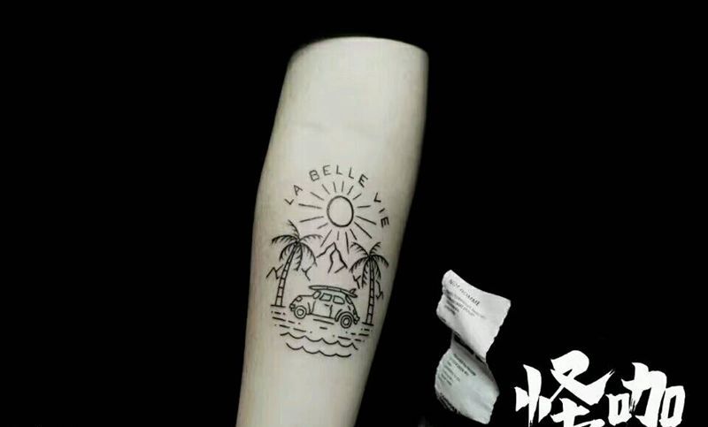 度假纹身图片_手臂欧美静物原创成品纹身图案