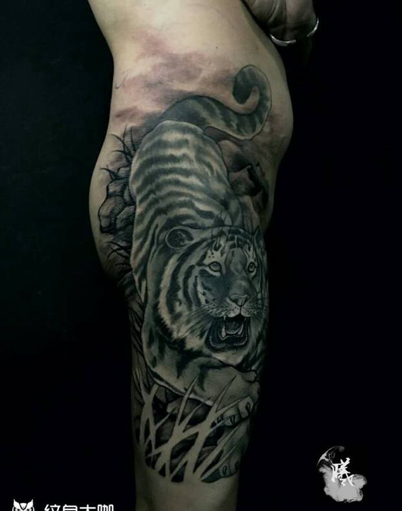 下山虎纹身图片_