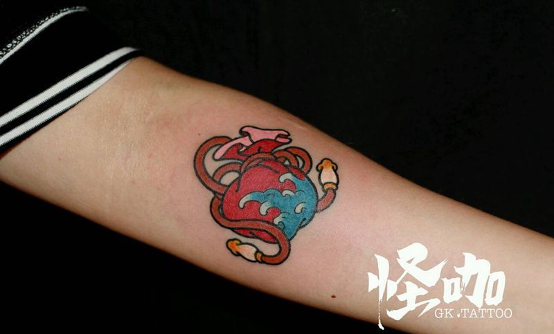 钱袋纹身图片_手臂传统静物原创成品纹身图案