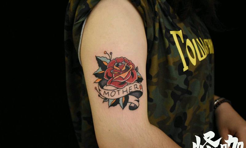 玫瑰纹身图片_手臂欧美植物原创成品纹身图案