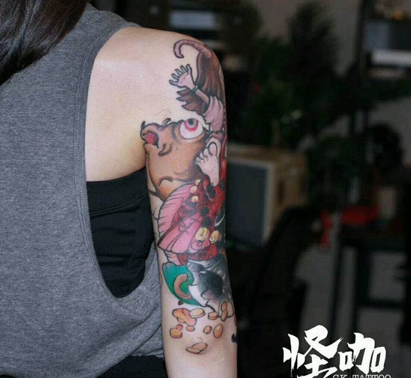 年年有鱼纹身图片_手臂纹身图案