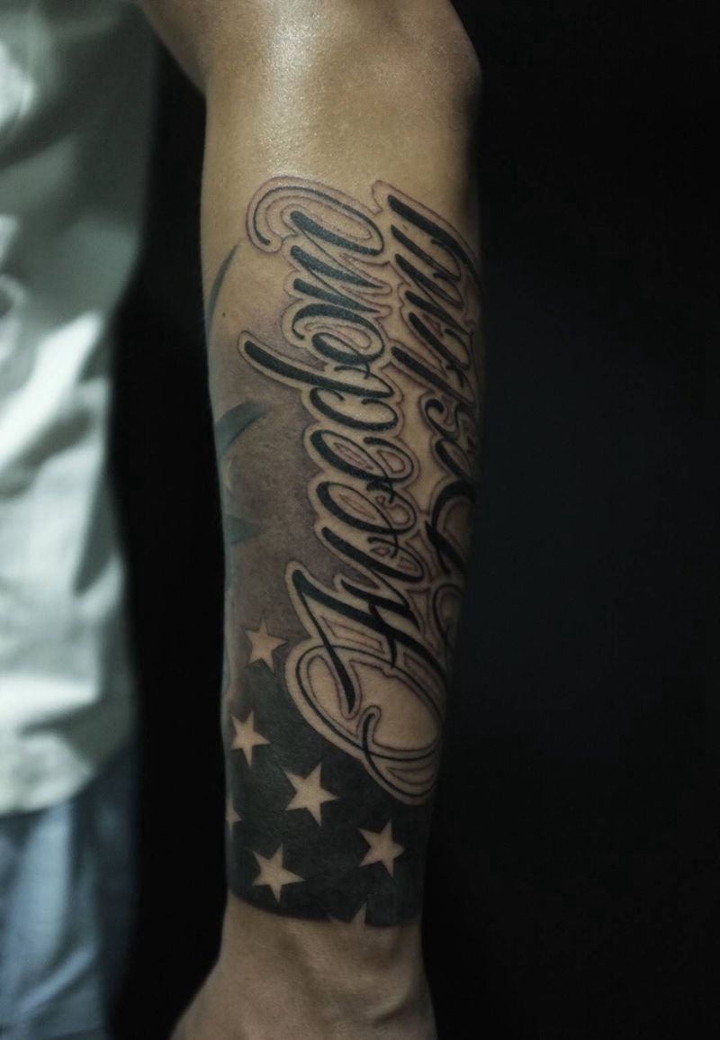 歐美拼花臂纹身图片_成品手稿手臂欧美写实人物原创花体纹身图案