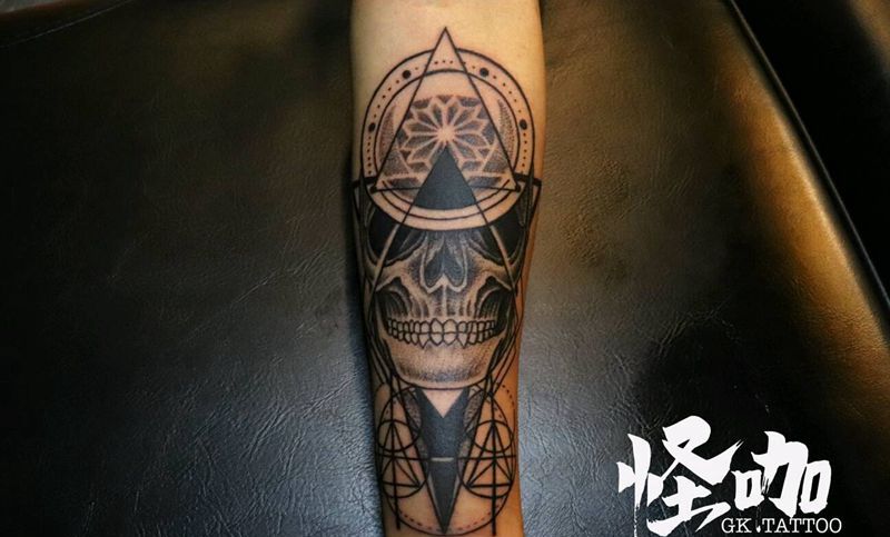 点刺骷髅纹身图片_