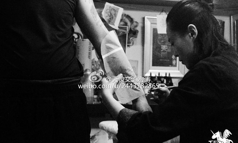 钟馗伏魔纹身图片_成品手稿手臂传统国画人物鬼神宗教原创纹身图案