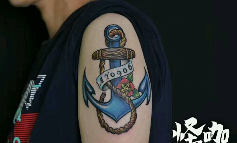 船锚纹身图片_手臂欧美静物原创成品纹身图案