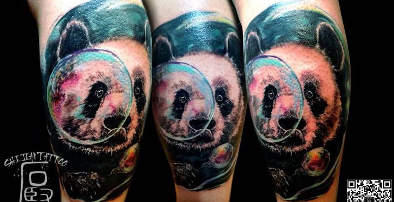大熊猫纹身图片_欧美写实动物成品纹身图案