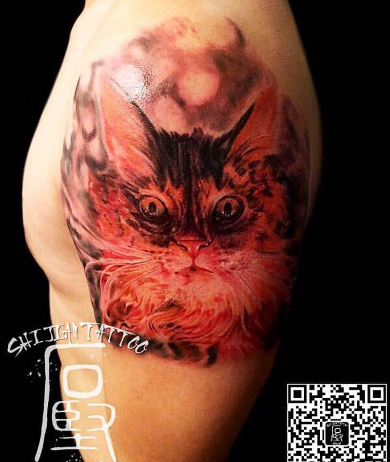 猫纹身图片_成品动物纹身图案