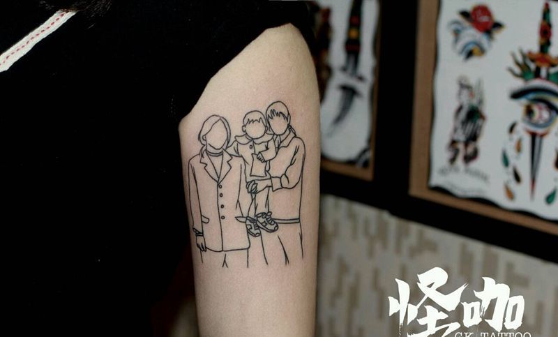 简笔画纹身图片_手臂纹身图案