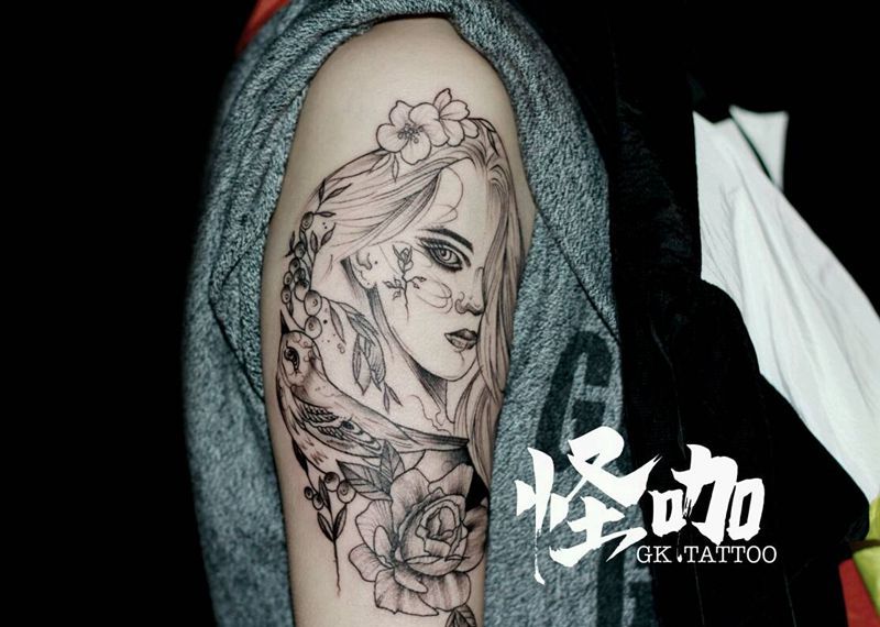 美女纹身图片_手臂纹身图案