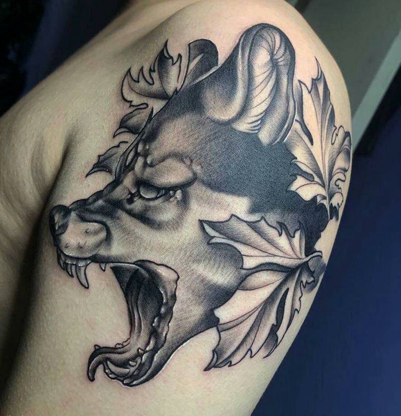 狼纹身图片_手臂纹身图案