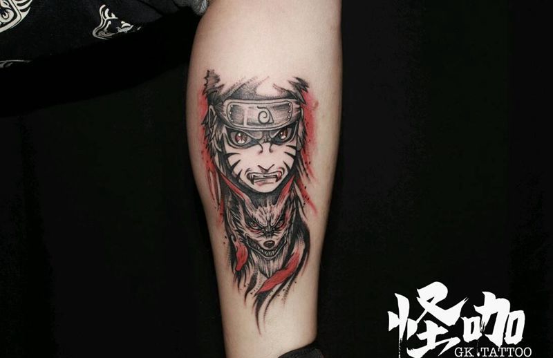 火影纹身图片_腿部纹身图案