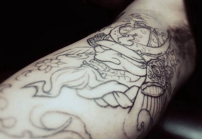 鬼武士纹身图片_