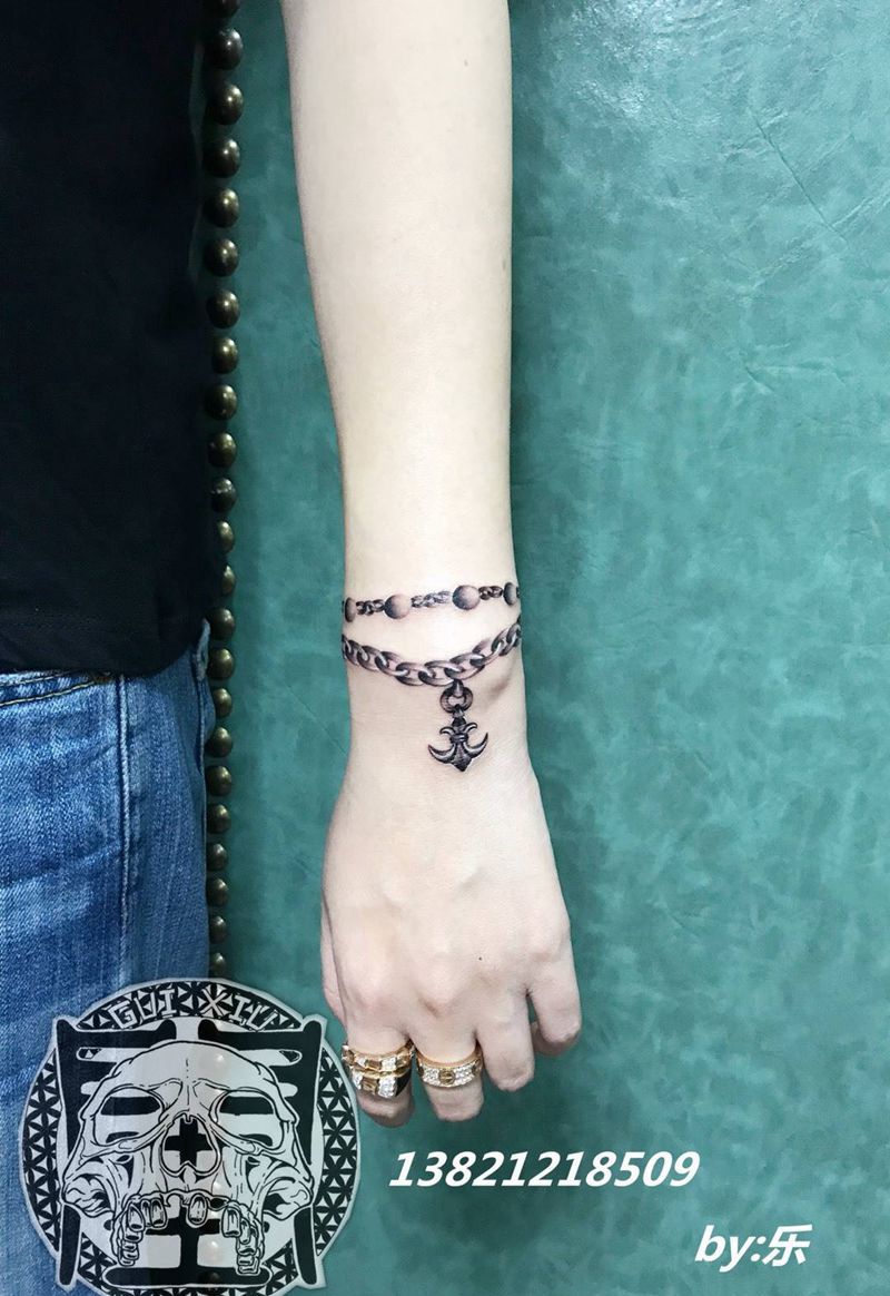 手链纹身图片_成品手臂手部欧美清新写实静物纹身图案
