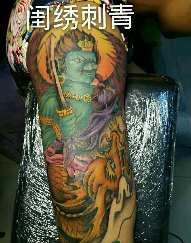不动冥王纹身图片_肩部手臂传统人物鬼神宗教成品纹身图案