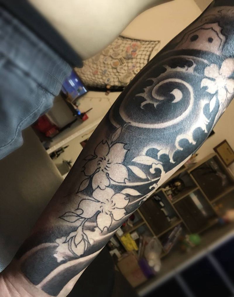 日式花臂 未完纹身图片_