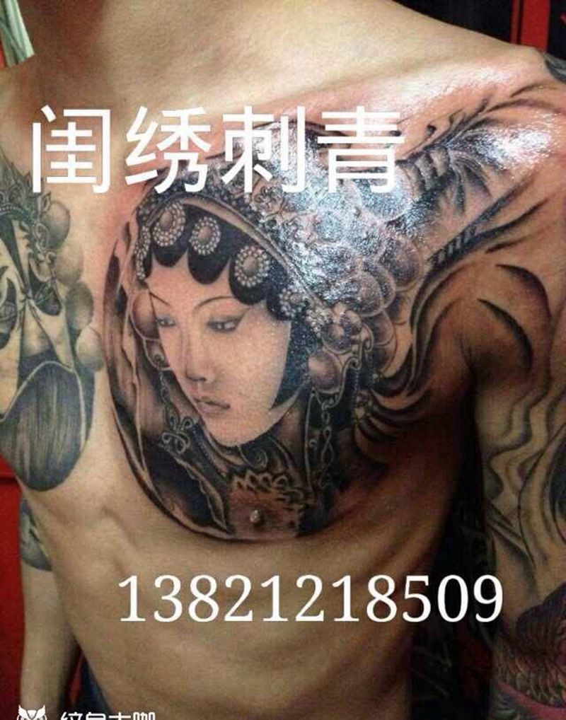 霸王别姬半甲纹身图片_
