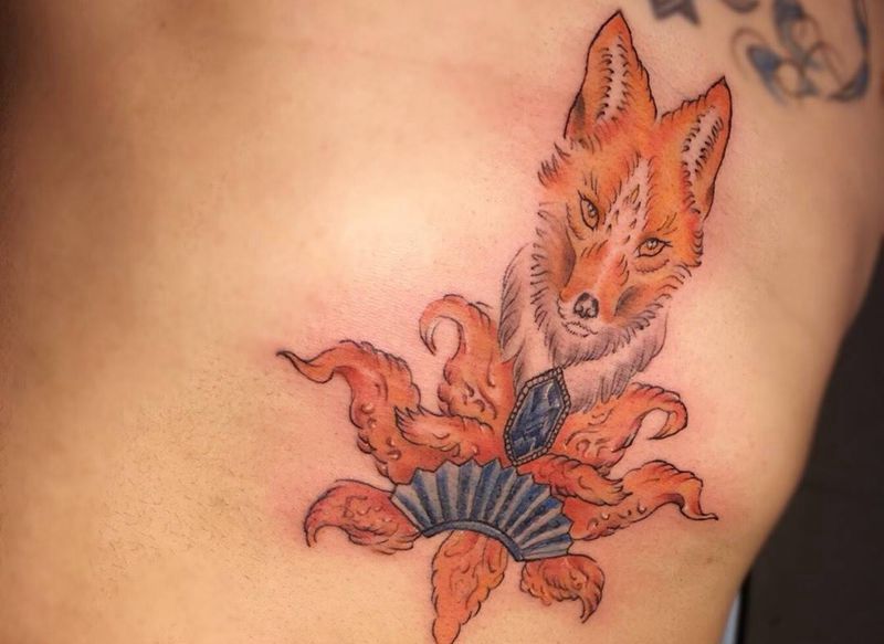 原创九尾狐纹身图片_