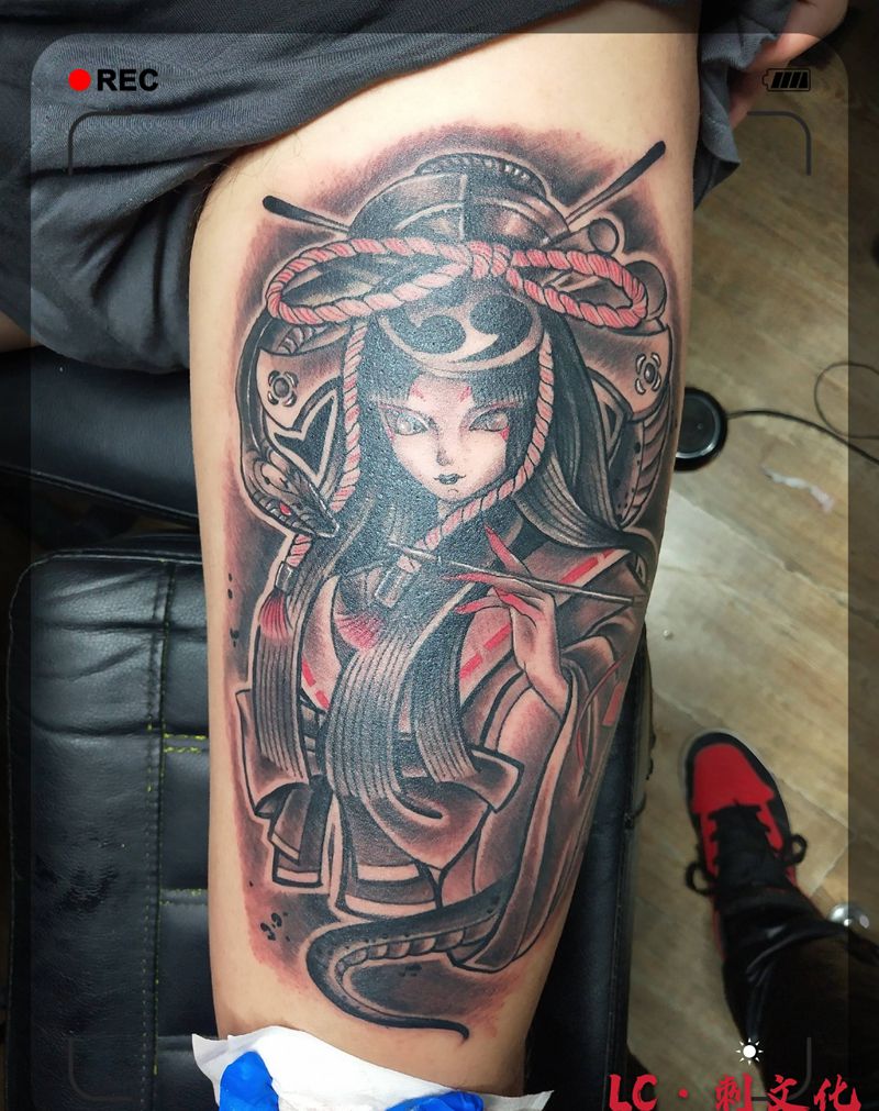 暗黑艺伎纹身图片_Old School新传统纹身图案