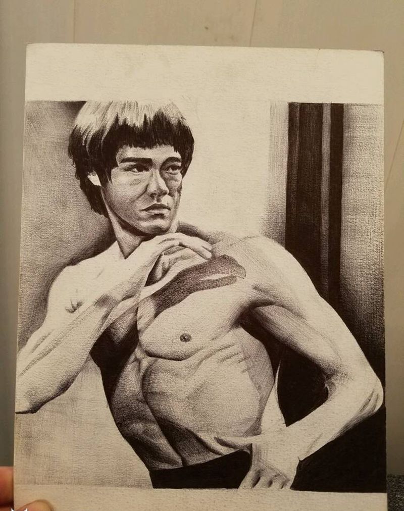 原创手稿纹身图片_腹部欧美清新写实几何字符人物图腾原创手稿纹身图案