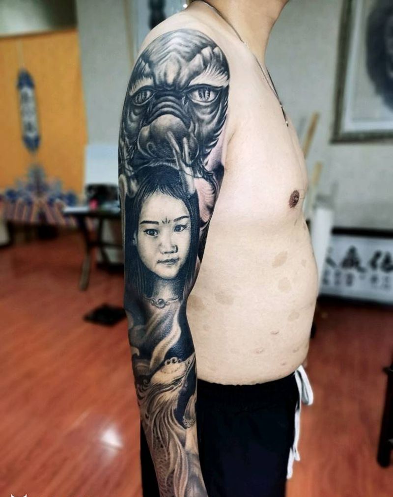 龙女凤女纹身图片_手臂纹身图案