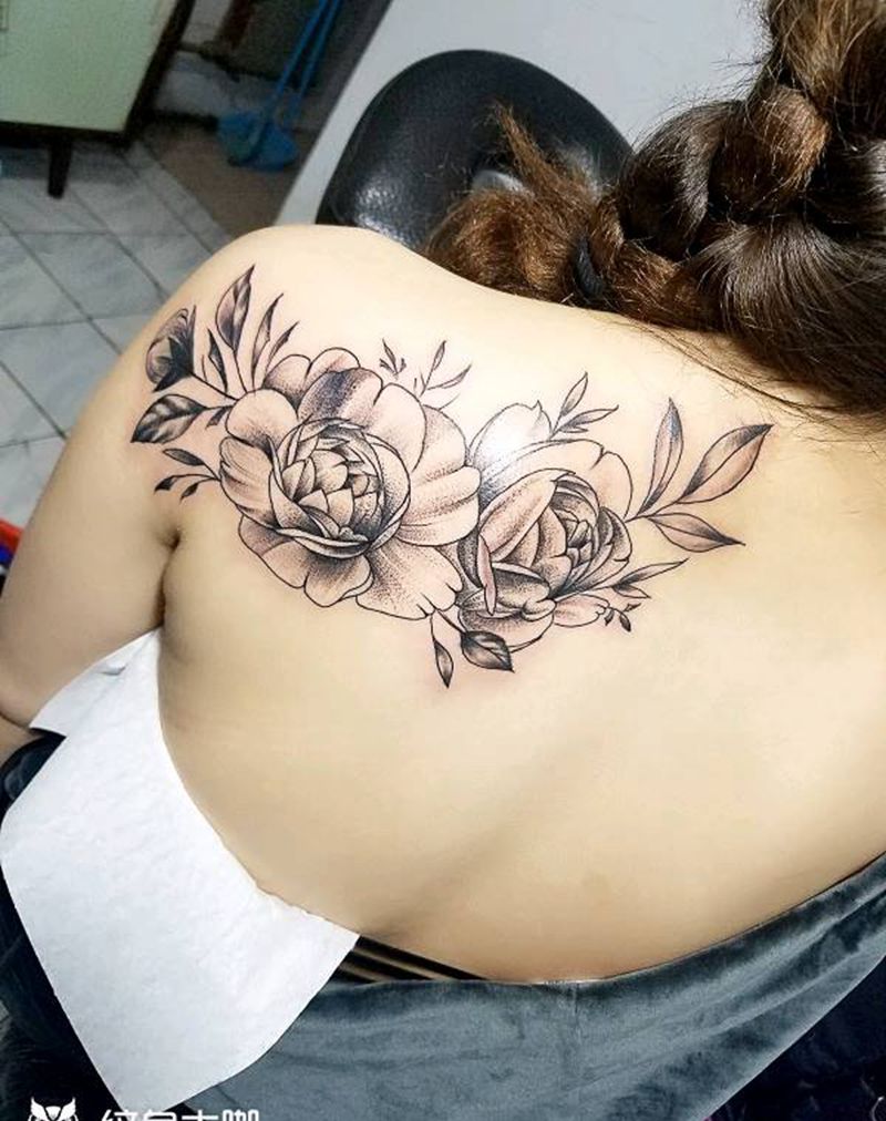 花花纹身图片_肩部腹部臀部手臂传统清新几何植物成品手稿纹身图案