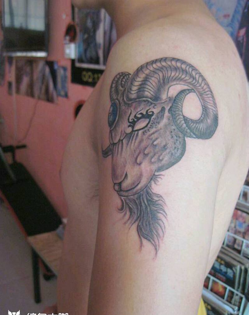羊头纹身图片