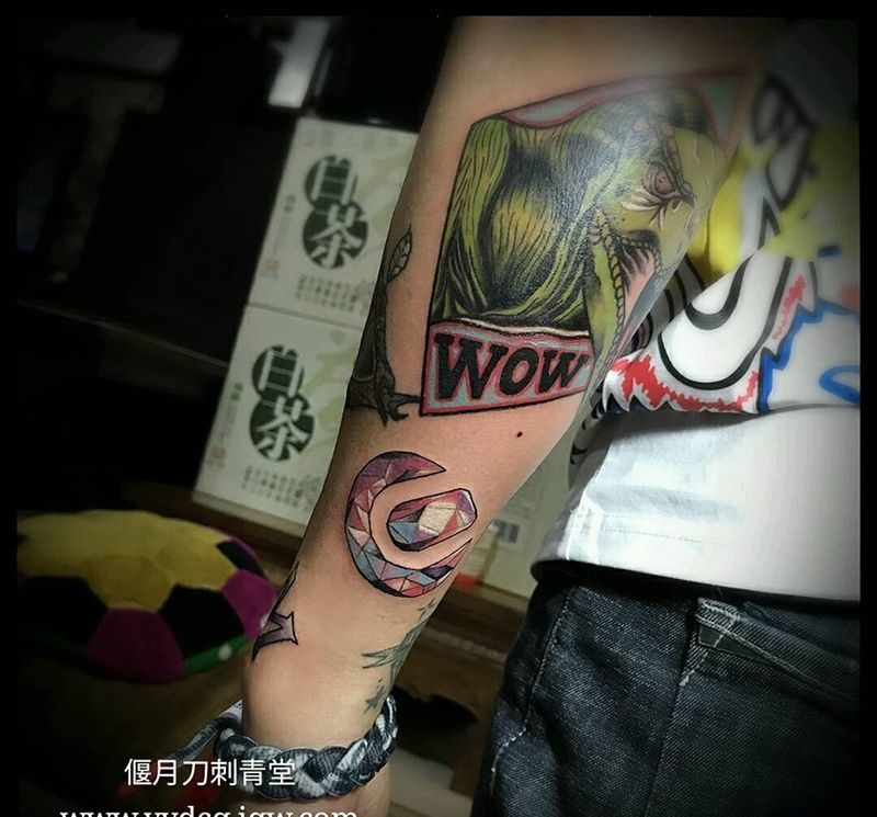 钻石纹身图片_手臂欧美原创成品纹身图案