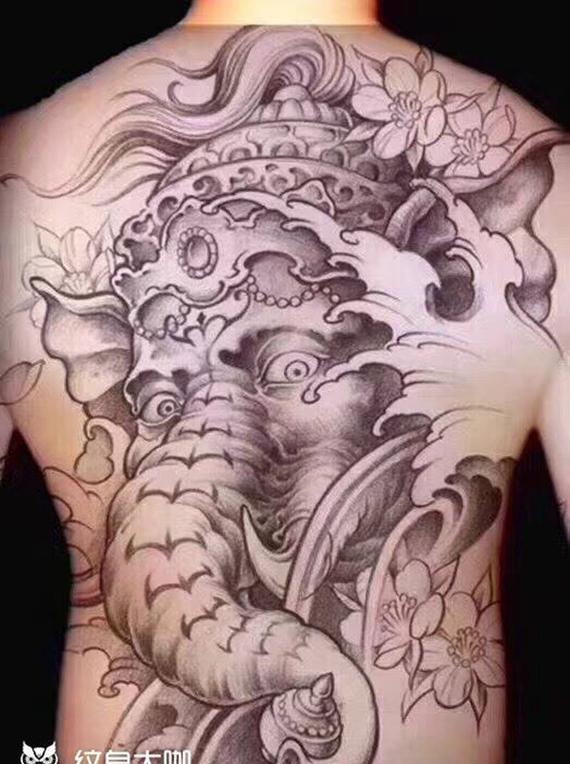 满背效果图纹身图片