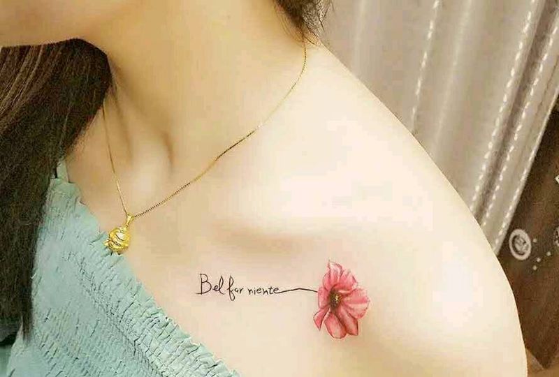 字母纹身图片_胸部欧美清新写实贴纸几何字符植物原创尊炎刺青纹身图案