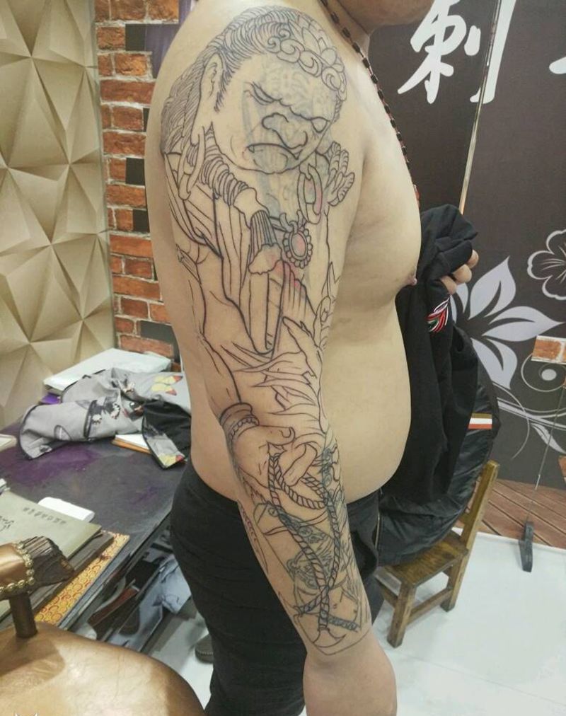 花臂遮盖纹身图片