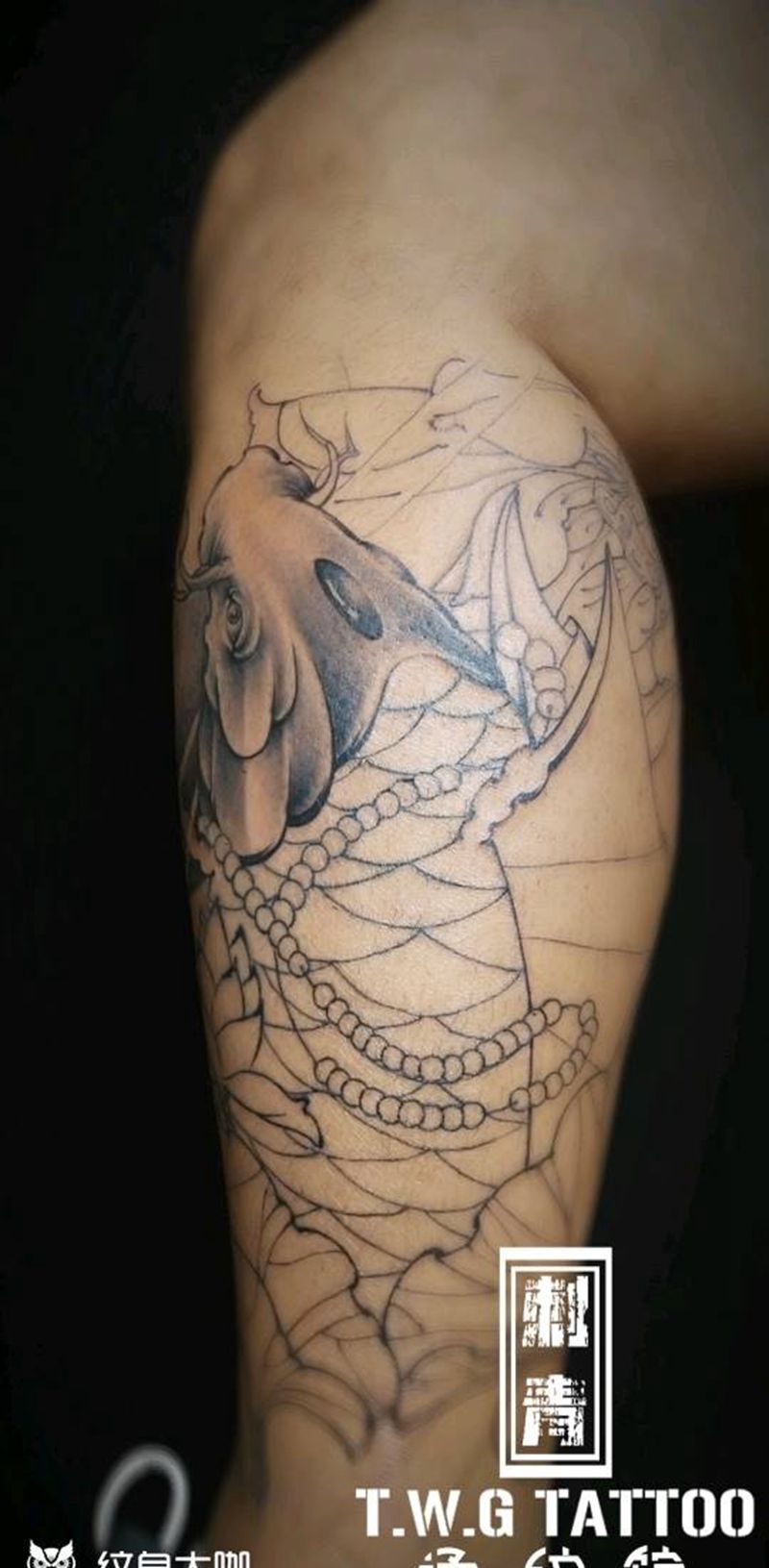 鱼纹身图片_腿部新传统鱼纹身图案