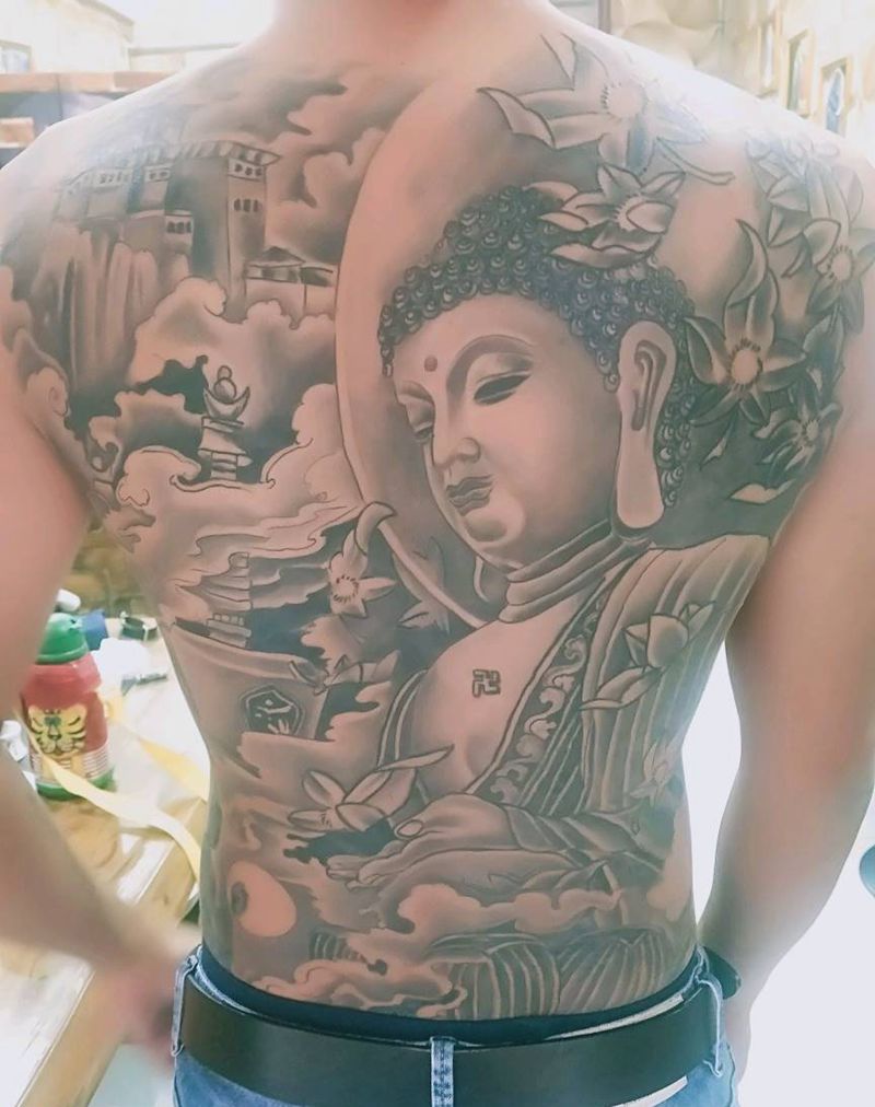 满背1600纹身图片_背部纹身图案