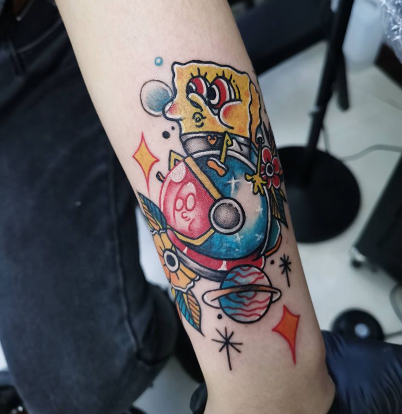 old school海绵宝宝纹身图片_Old School纹身图案