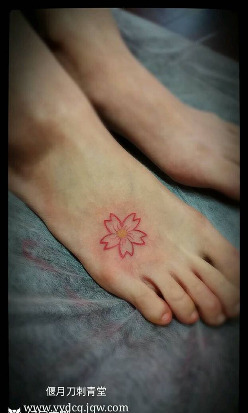 樱花和蒲公英小清新纹身图片_手臂脚部清新樱花樱花蒲公英纹身图案