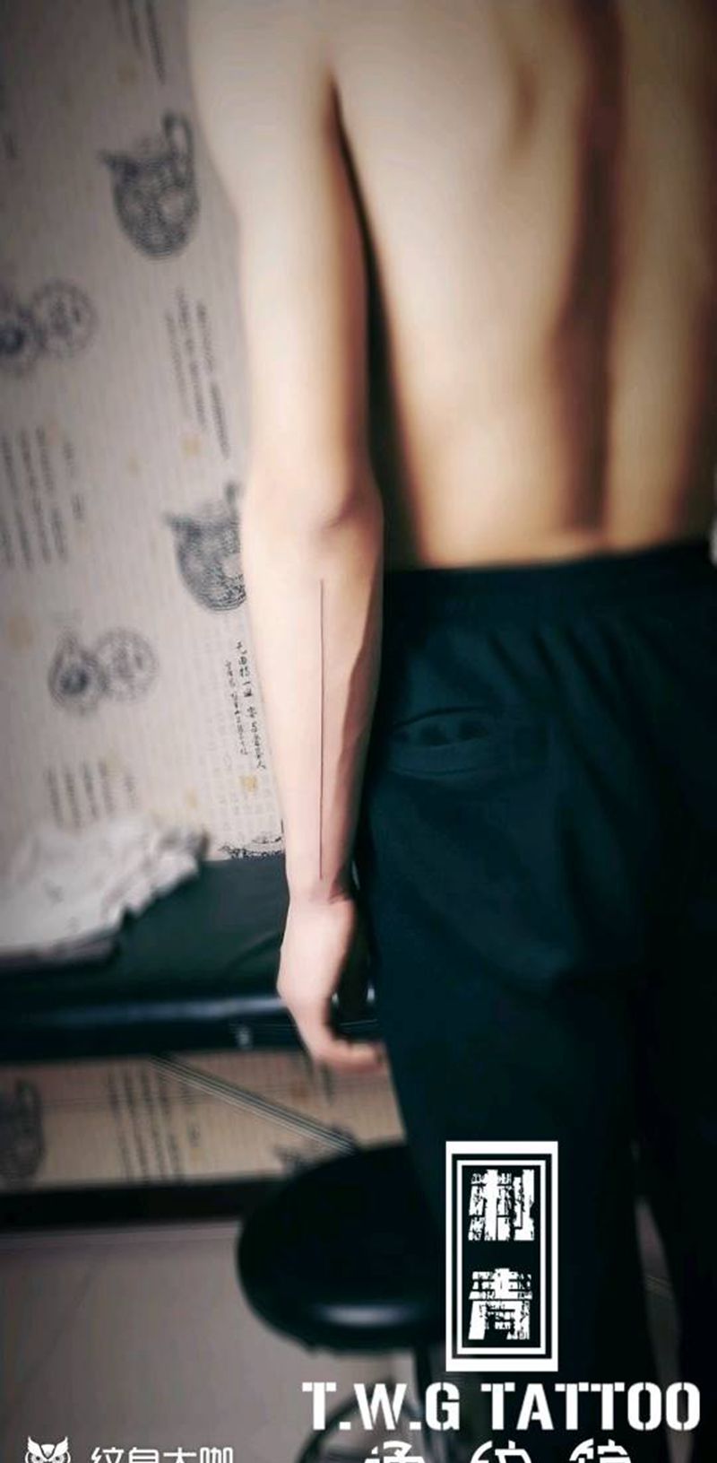 直线纹身图片_手臂几何直线纹身图案