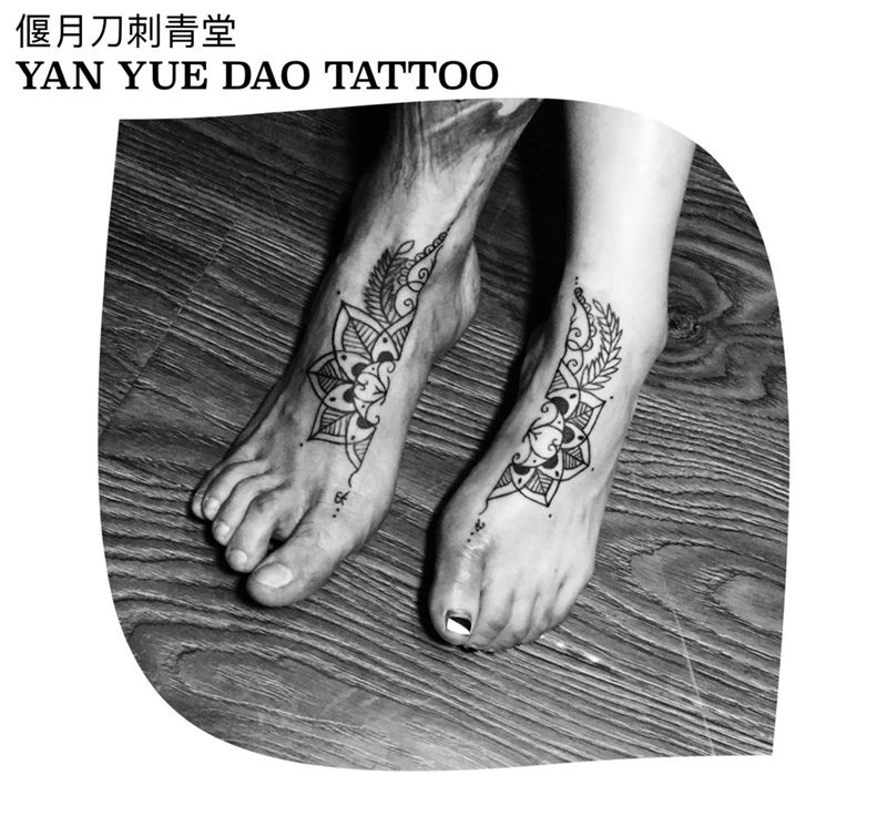 梵花纹身图片_原创成品手稿脚部欧美梵花纹身图案