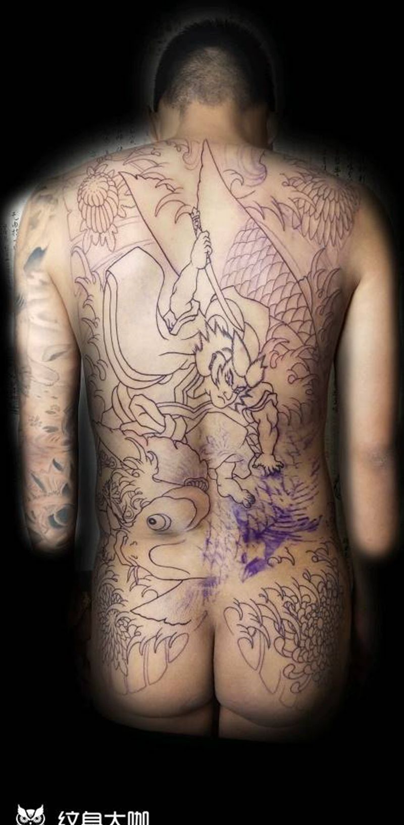 鬼若丸杀鲤纹身图片