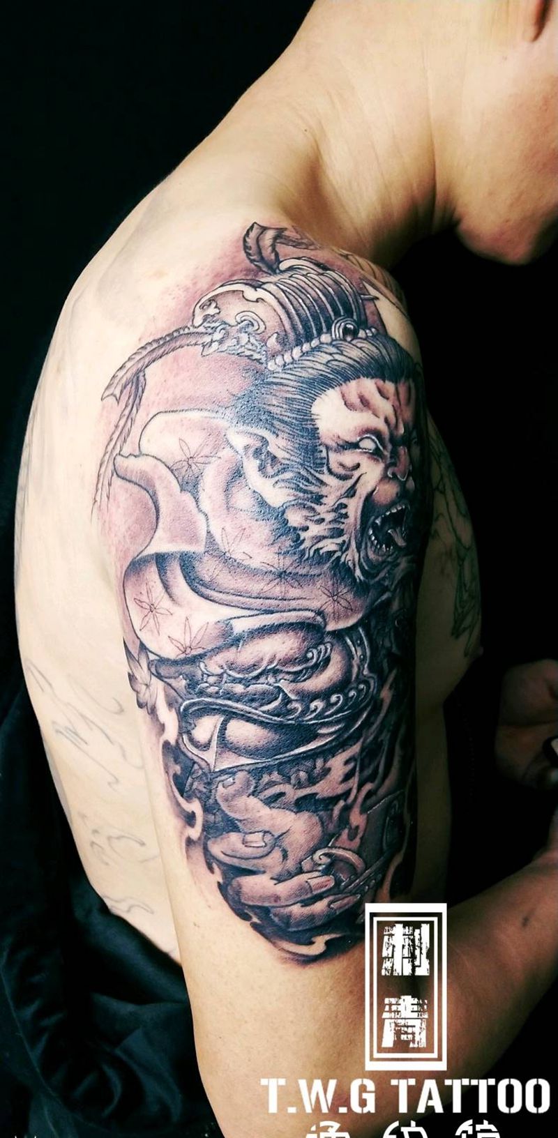 猴子纹身图片_手臂新传统猴子纹身图案