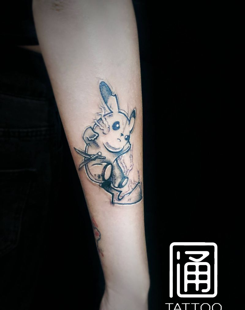 school纹身图片_手臂New School皮卡丘纹身图案