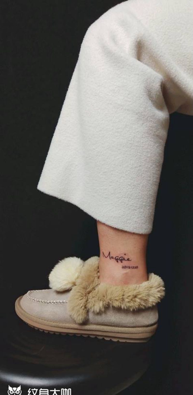 英文纹身图片_腿部花体字英文纹身图案