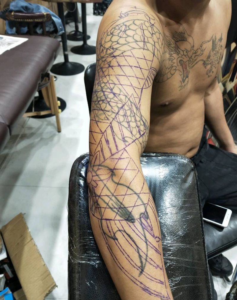 花臂遮盖中纹身图片