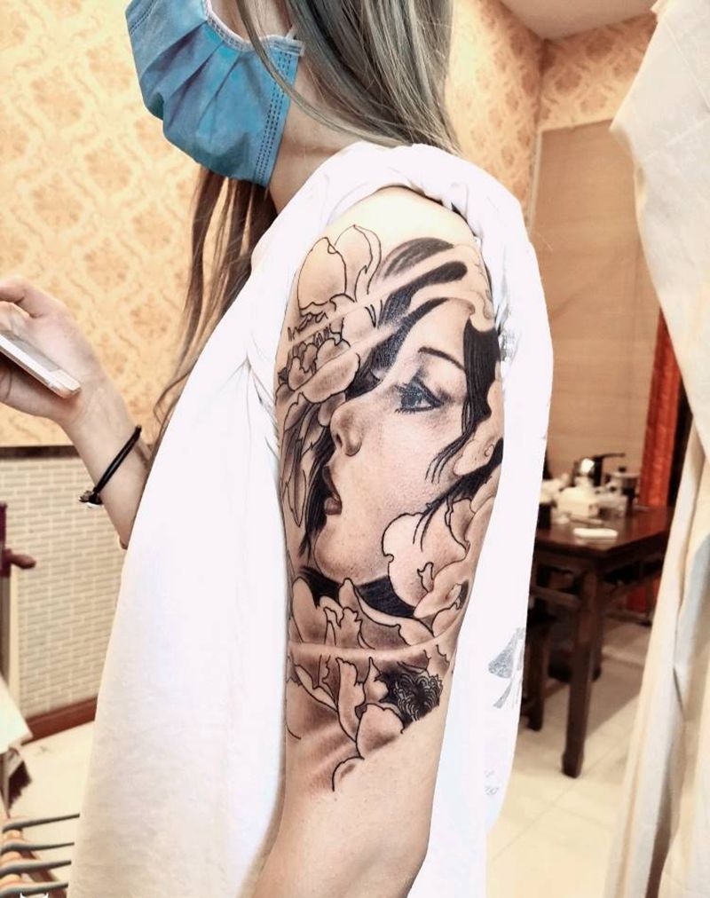 艺伎纹身图片_手臂纹身图案