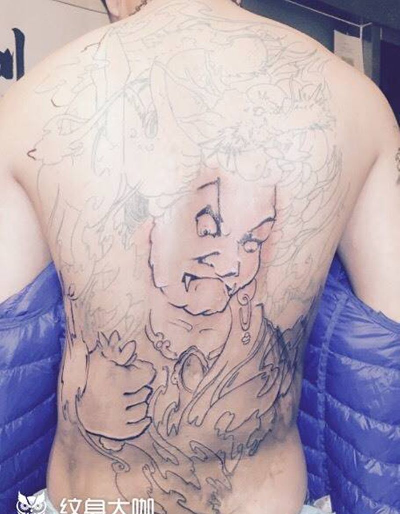 不动明王未完纹身图片
